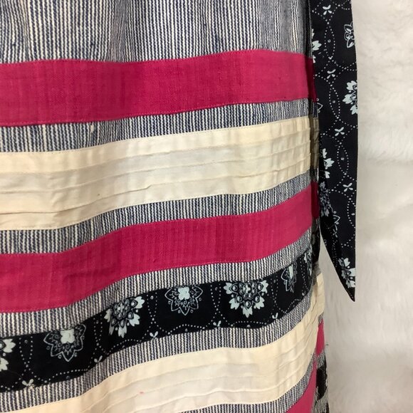 Vintage 60s 70s Peasant Striped Mixed Print Crochet Hem Maxi Skirt 6 - Picture 2 of 6